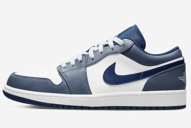 Air Jordan 1 Low White Navy Blue 553558-414 - Stylish and Classic Sneakers