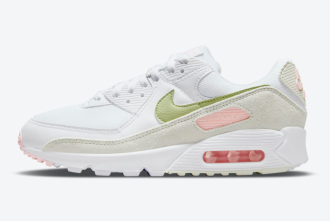 Nike Wmns Air Max 90 White/Light Olive-Light Pink DM2874-100 - Stylish Women's Sneakers for Every Occasion